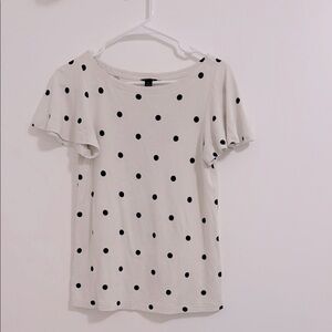 Ann Taylor Polka Dot Cream Top Size XS